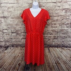 Gap Coral Geometric Print Rayon Short Sleeve Dress